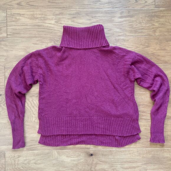 Anthropologie Sweater Size XS Magenta Blair Turtleneck Hi-Lo Hem Wool Blend - Picture 1 of 9